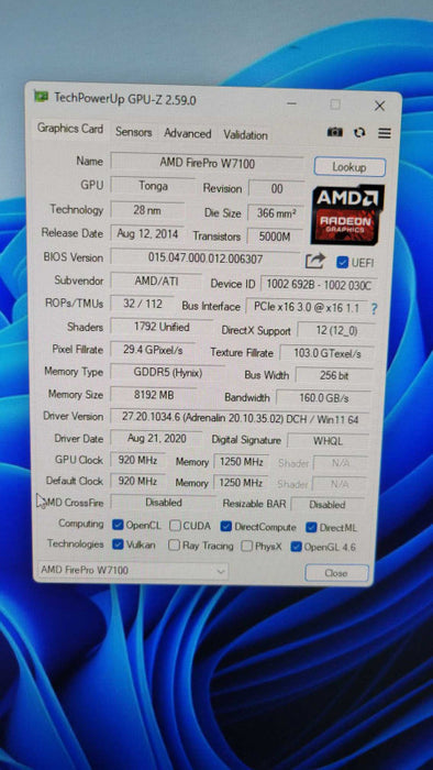 AMD FIREPRO W7100 8GB PCIE Q%