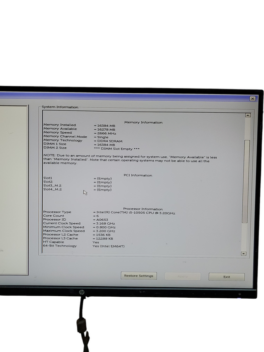 Dell Optiplex 3080 SFF Core i5-10505 @3.20 GHZ 16GB DDR4 N0-HDD/SSD