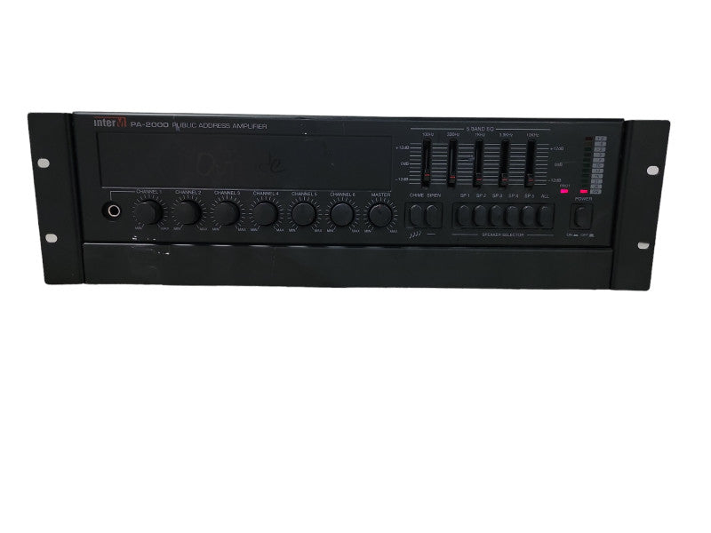 INTERM PA-2000 PUBLIC ADDRESS AMPLIFIER 6CH 5 BAND EQUALIZER MIXER EQUIPMENT