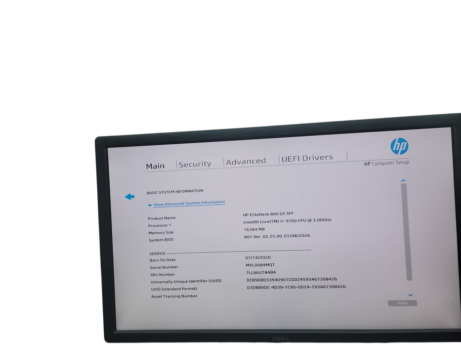 HP EliteDesk 800 G5 SFF i7 - 9700 @ 3.00GHz 16GB DDR4 Ram No HDD