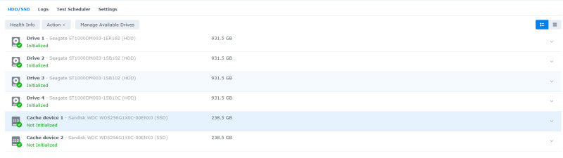 Synology 4 bay NAS DiskStation DS918+, 8GB RAM, 4x 1TB HDD, 2x 256GB M.2 SSD