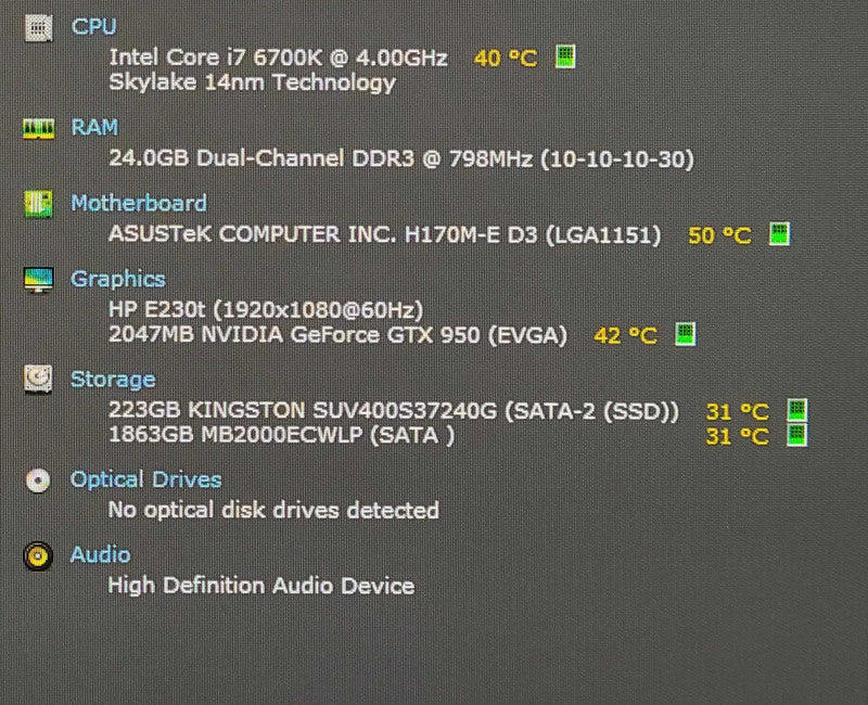 Custom PC/ASUS H170M-E D3, i7-6700K 4.00GHz, 24GB DDR3, 240GB SSD, 2TB HDD, GeForce GTX 950 2GB Graphics Card