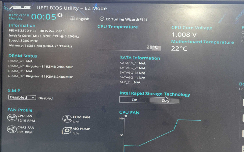 Custom PC i7-8700 3.2GHz 16GB RAM Asus PRIME Z370-P II 600W PSU 256GB NVMe !