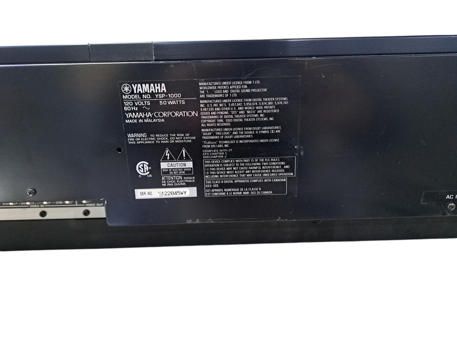 Yamaha YSP-1000 Digital Sound projector Soundbar | READ