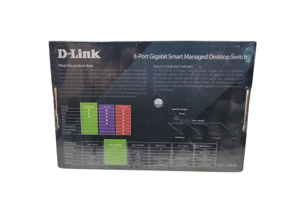 BRAND NEW SEALED!! D-Link (DGS-1100-08) 8-Ports Ethernet Smart Switch