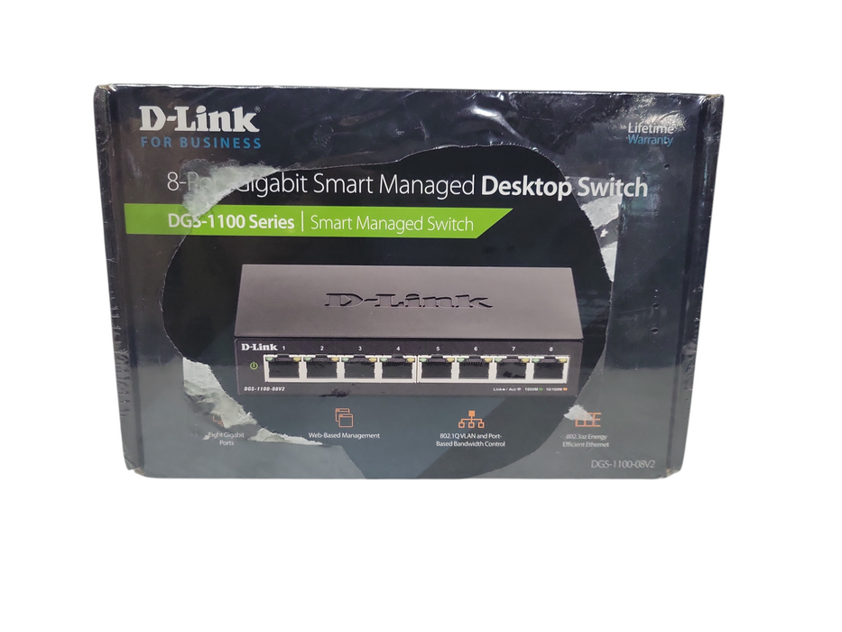 D-Link DGS-1100-08V2 8-Port Gigabit Smart Managed Desktop Switch Black