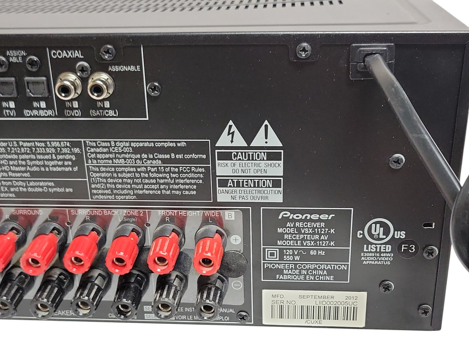 Pioneer Av Receiver VSX-1127-K, No Remote control. READ