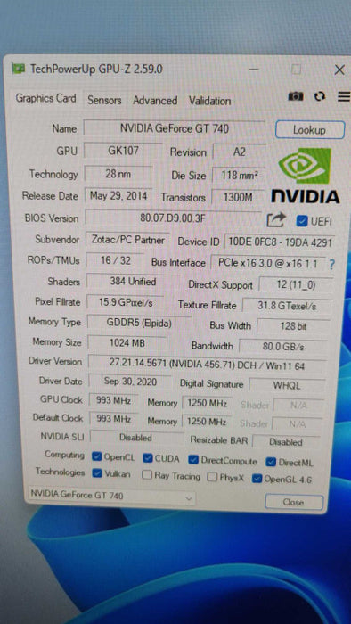 ZOTAC NVIDIA GT 740 LP 1GB PCIE %