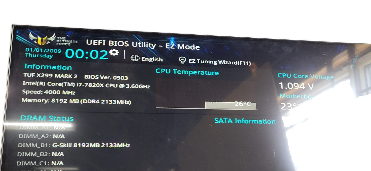 ASUS TUF X299 Mark 2 Motherboard w/ Intel Core i7-7820X, 8GB DDR4| No I/O Shield