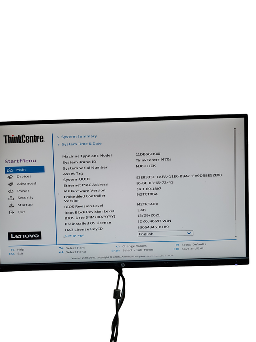 Lenovo ThinkCentre M70s G3 Intel Core i7-10700 2.9GHZ 16GB RAM DDR4 NO-HDD/SSD