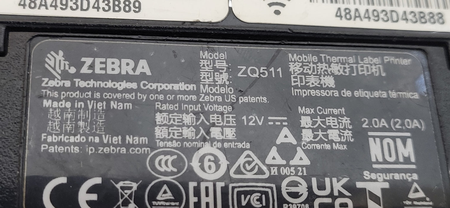 Zebra ZQ511 (ZQ51-BUE0000-00) Mobile Thermal Label Receipt Bluetooth Printer