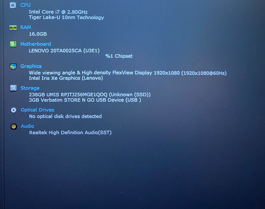 Lenovo ThinkPad E14 Gen 2 i7-1165G7 16GB RAM 256GB SSD French Keyboard