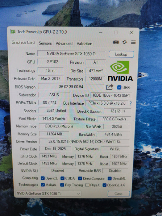 ASUS ROG Strix GeForce GTX 1080 Ti 11GB GDDR5X PCIe DVI HDMI DP