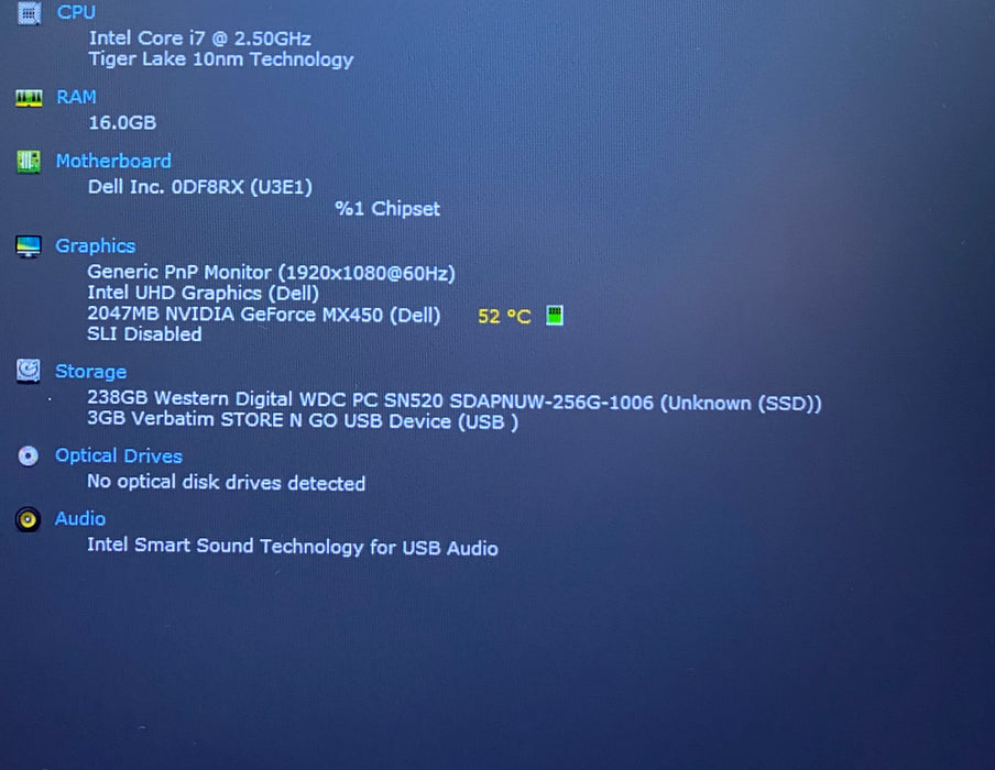 Dell Latitude 5421 i7-11850H GeForce MX450 16GB RAM 256GB SSD No Power Adapter