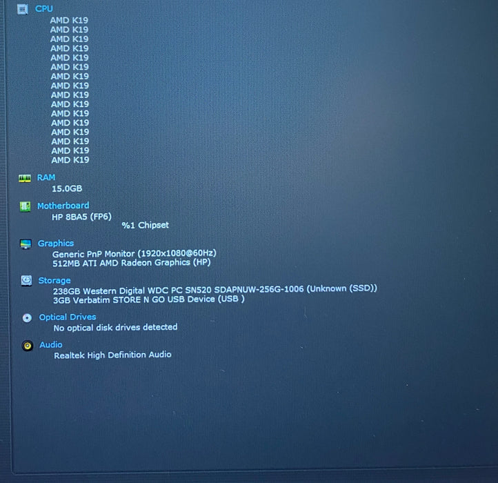 HP 255 15.6" G10 Laptop AMD Ryzen 7 7730U 16GB RAM 256GB SSD