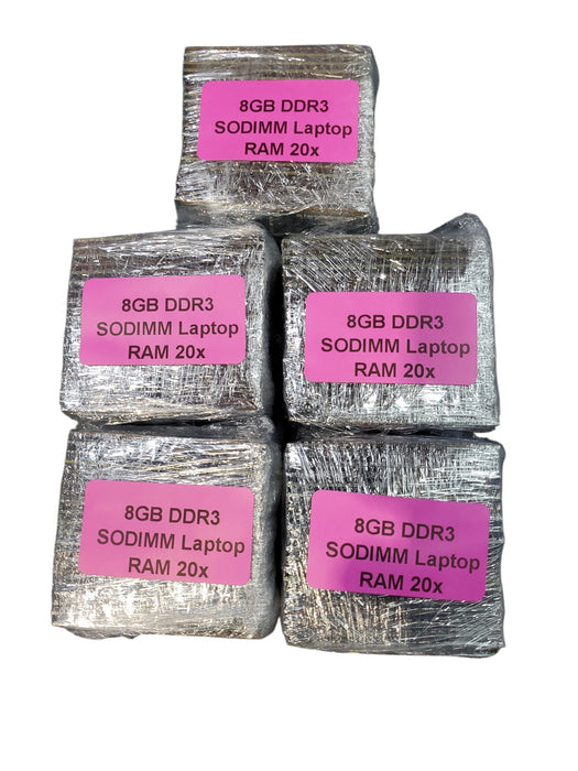 Lot of 100x, Assorted 8GB DDR3 SODIMM Laptop RAM