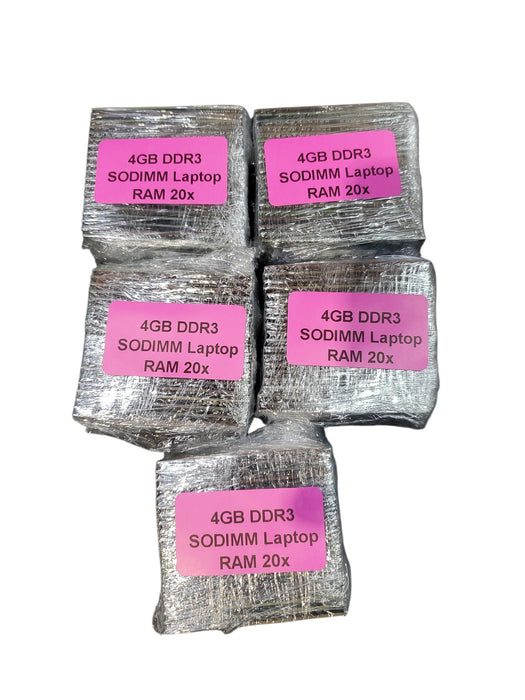 Lot of 100x, Assorted 4GB DDR3 SODIMM Laptop RAM