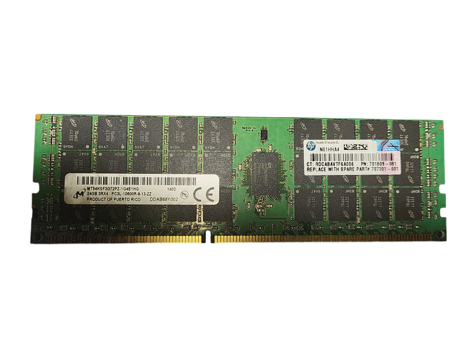 Lot of 16x Micron 24GB 3RX4 PC3L-10600R DDR3-1333MHz RDIMM ECC Server RAM