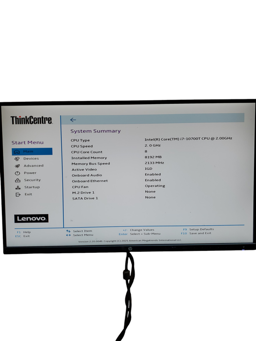 Lenovo ThinkCentre M70q Gen 2 Tiny PC Intel i7-10700T 2GHz 8GB NO-HDD/SSD