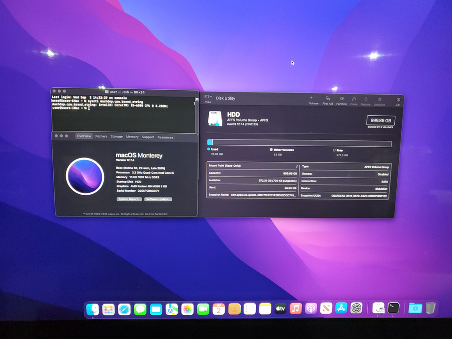 Apple iMac 27" 5K 2015, i5-6500, 16GB RAM, 1TB HDD