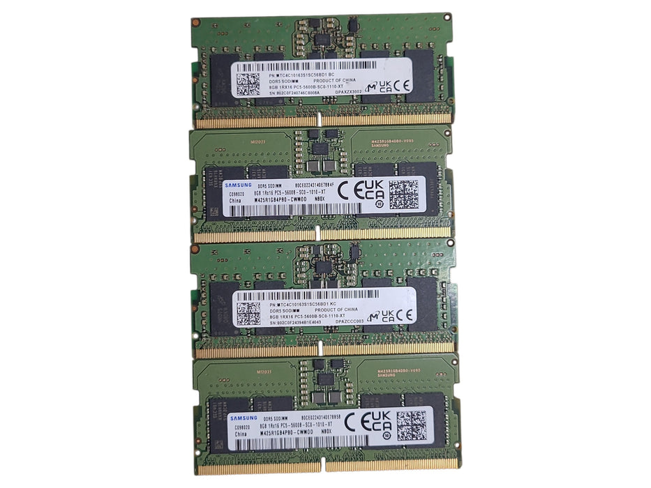 Lot of 4x 8GB DDR5 SODIMM PC5 Laptop RAM /Various Brands