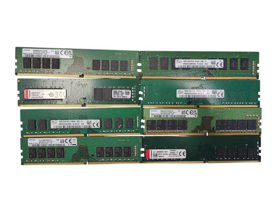 Lot of 8x Various brands 16GB PC4/DDR4 Desktop RAM