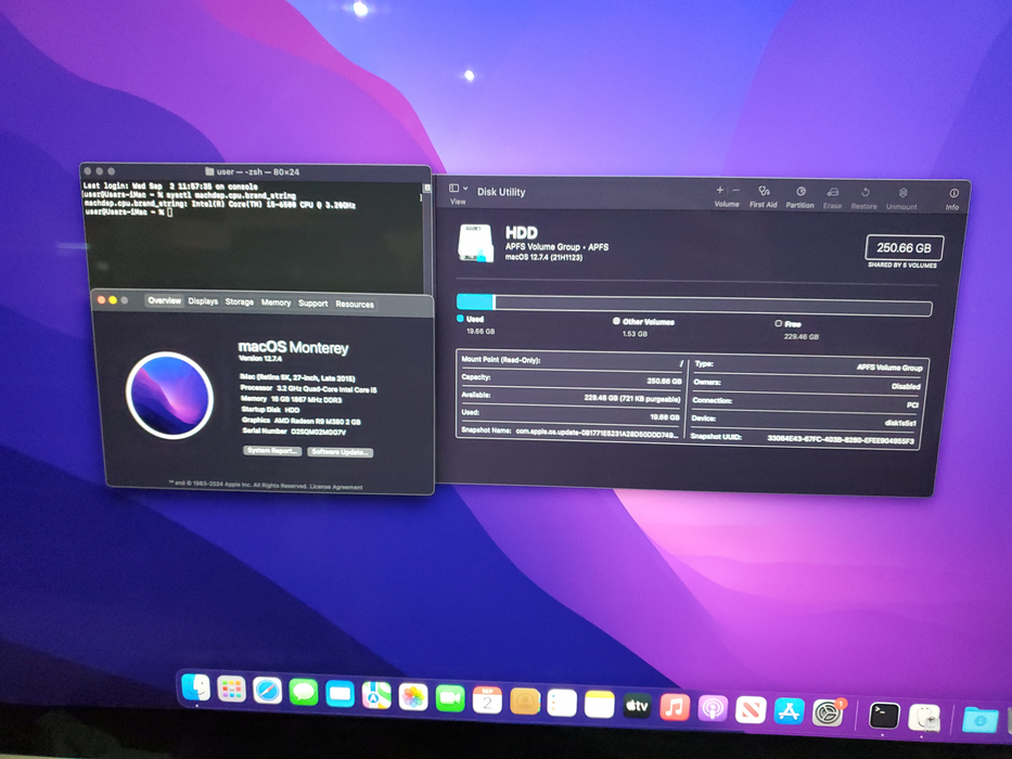 Apple iMac 27" 5K 2015, i5-6500, 16GB RAM, 250GB HDD