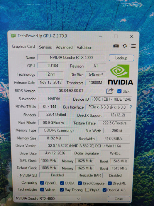 NVIDIA Quadro RTX 4000 8GB GDDR6 Graphics Card