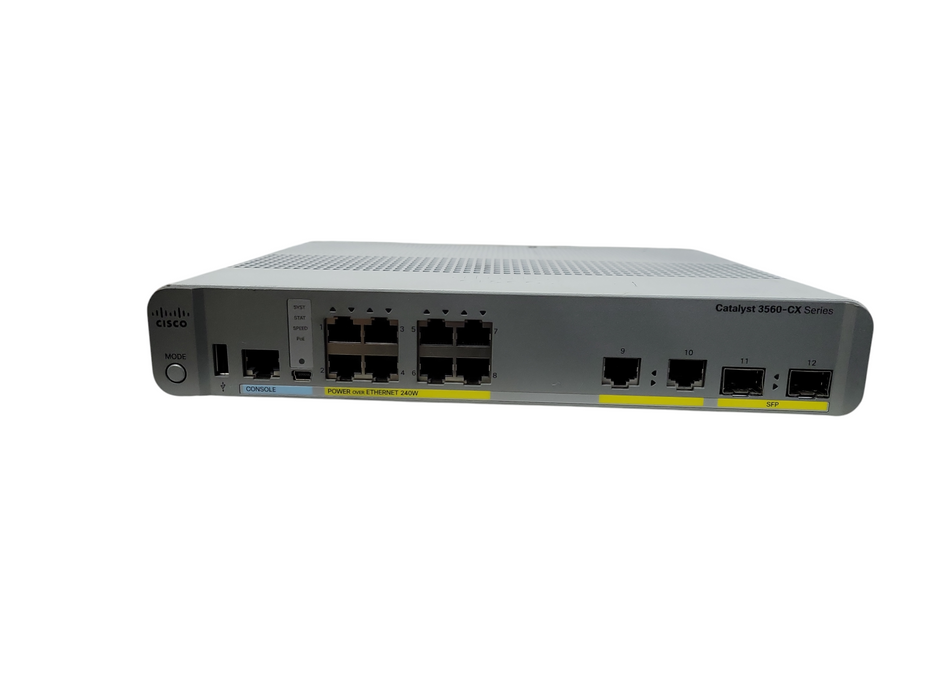 Cisco WS-C3560CX-8PC-S | 8-Port Gigabit PoE+ 240W Silent Switch 2x SFP