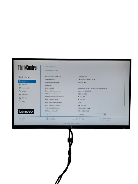 Lenovo ThinkCentre M70q Gen 2 Tiny PC, i5-11400T 8GB NO-HDD/SSD