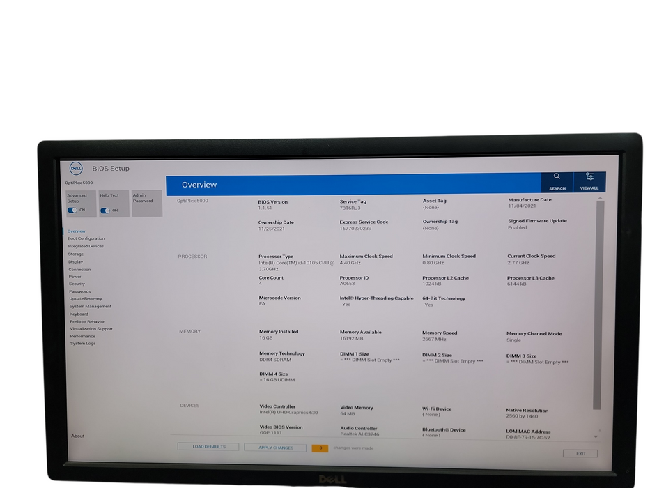 Dell Optiplex 5090 SFF i3 - 10105 @ 3.70GHz 8GB DDR4 Ram No HDD