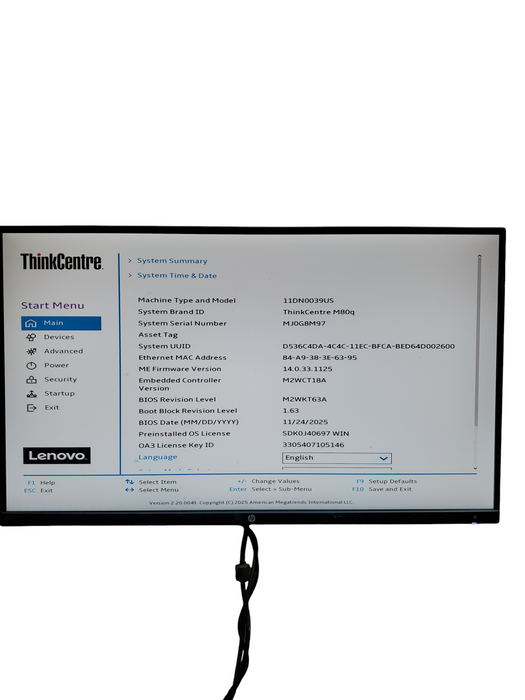 Lenovo ThinkCentre M80q  Tiny Core i5-10500T 2.30 GHz 8GB DDR4 No HDD/SSD