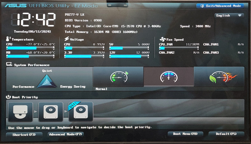 Custom PC/ASUS P8Z77-V LK, i5-3570 3.40GHz, 16GB DDR3, 1TB SSD, GT 640