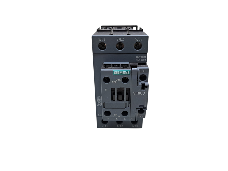 Siemens Contactor 3RT2036-1AK60 3PST-NO Chassis/DIN Rail 120Vac Coil 690VAC 51A