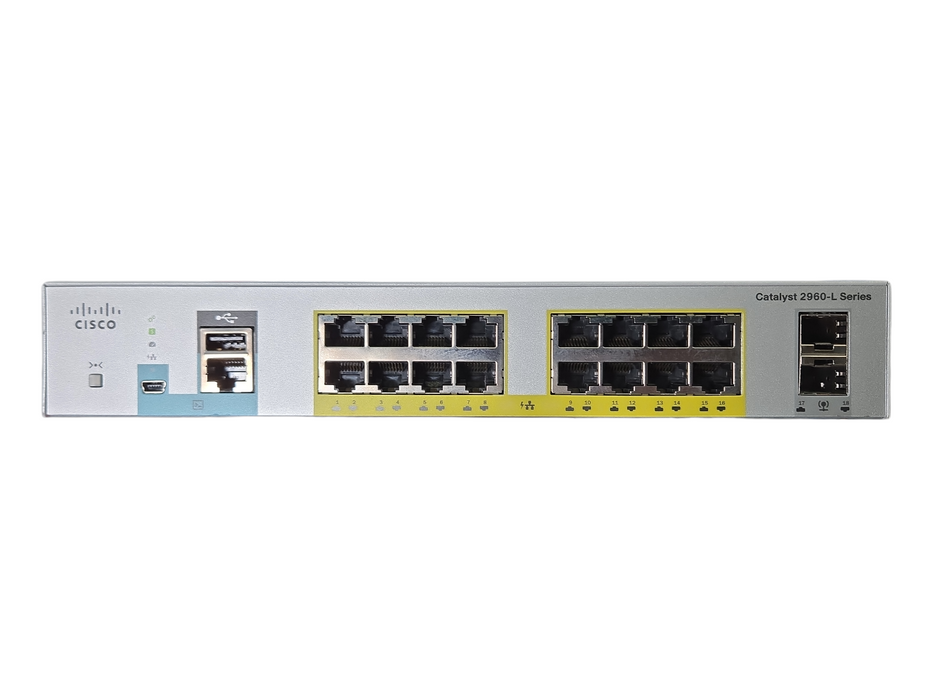 Cisco Catalyst 2960-L Series WS-C2960L-16PS-LL 16-Port PoE Switch