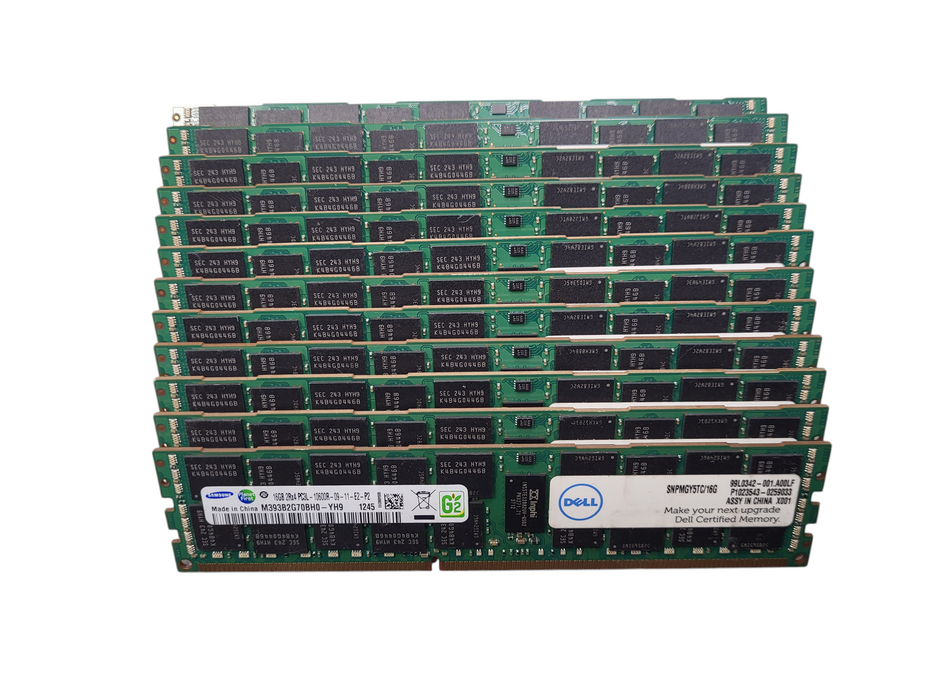 Lot of 12x Samsung 16GB 2Rx4 PC3L-10600R-RDIMM DDR3 Server Memory