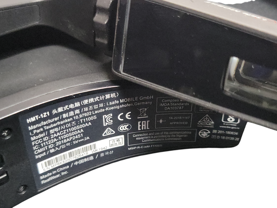 RealWear HMT-1Z1 I-Safe Hands-Free Head Mounted Tablet - T1100S, READ