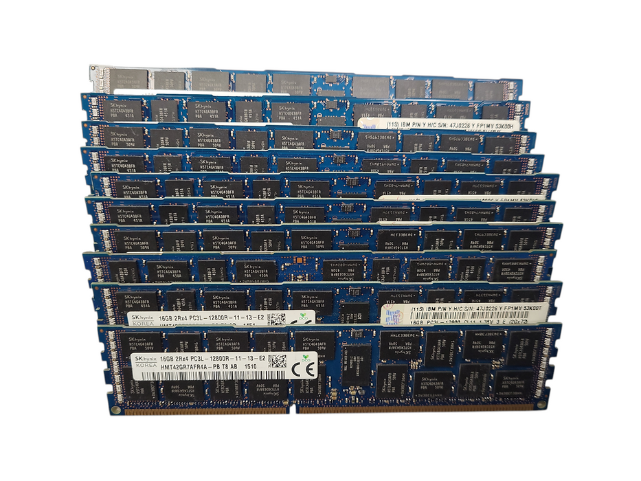 Lot of 10x SK Hynix 16GB 2Rx4 PC3L-12800R-RDIMM DDR3 Server Memory
