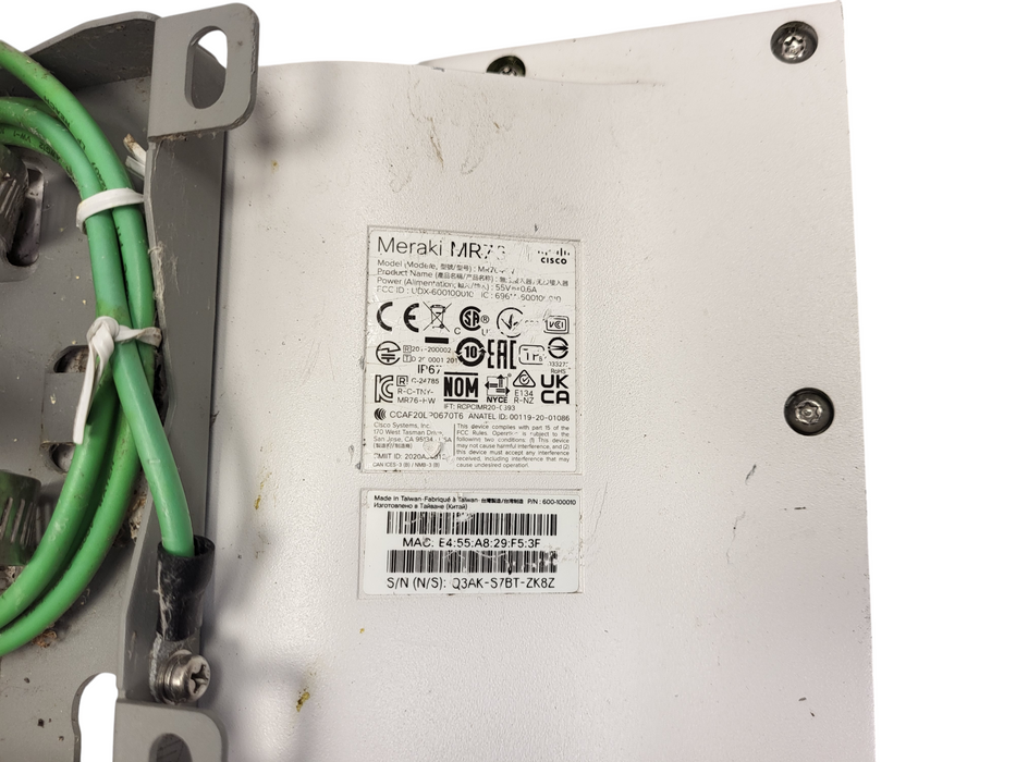 Cisco Meraki MR76-HW Wi-Fi 6 Wireless Access Point claimed w/ Mount