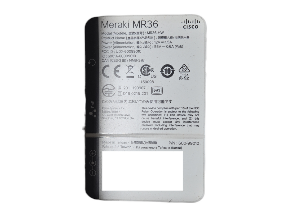 Cisco Meraki MR36-HW Wireless Access Point, Unclaimed