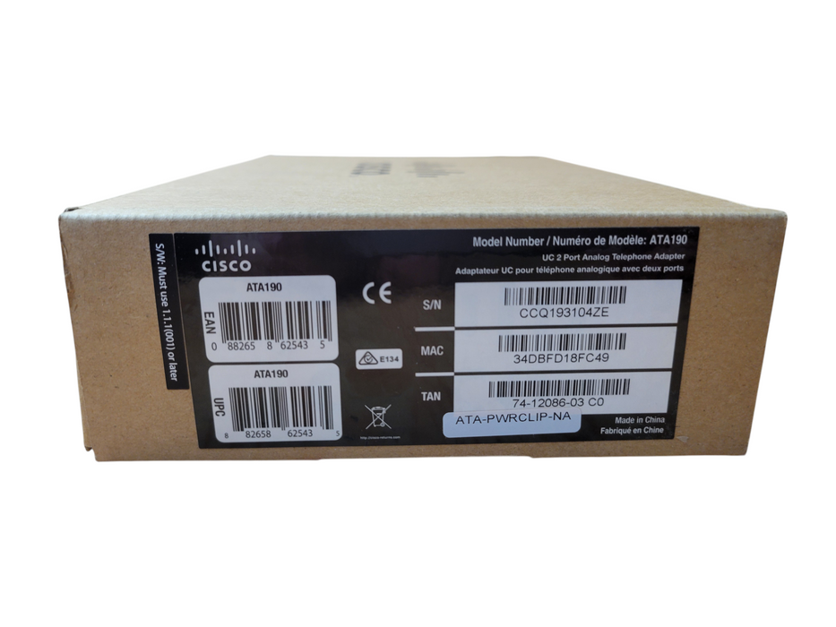 Cisco ATA190 UC 2 Port Analog Telephone Adapter (NEW)