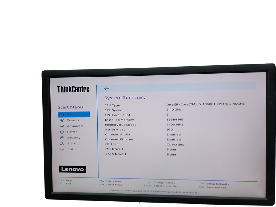 Lenovo ThinkCentre M70q  Micro i5 - 10600T @ 2.40GHz 16GB DDR4 Ram No HDD