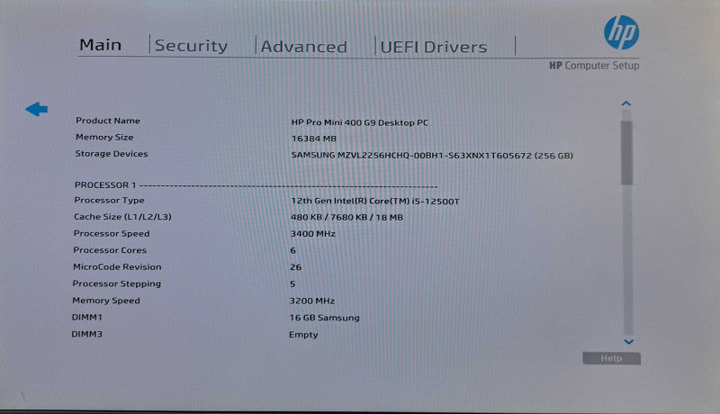 HP Pro Mini 400 G9 USFF | i5-12500T @2.0GHz 6C, 16GB DDR4, 256GB NVMe, Wi-Fi