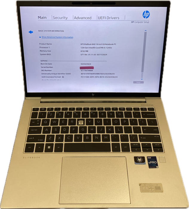HP EliteBook 840 G9 i5-1245U 8GB Bad Keyboard Missing Key For Parts/Repair READ!