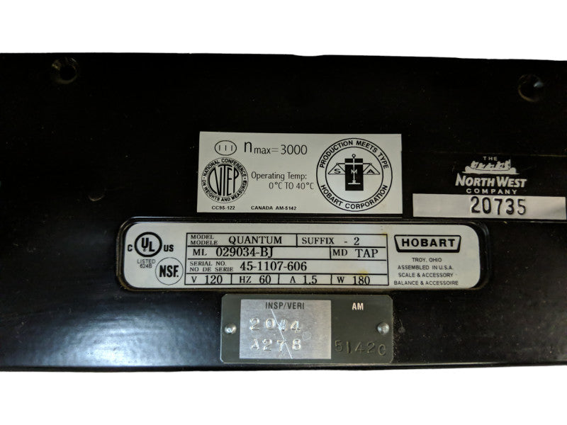 Hobart Quantum Scale & Printer ML 029034-BJ