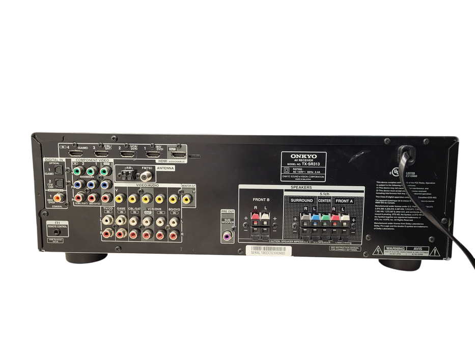 Onkyo TX-SR313 5.1 Channel Home Theater Receiver Black