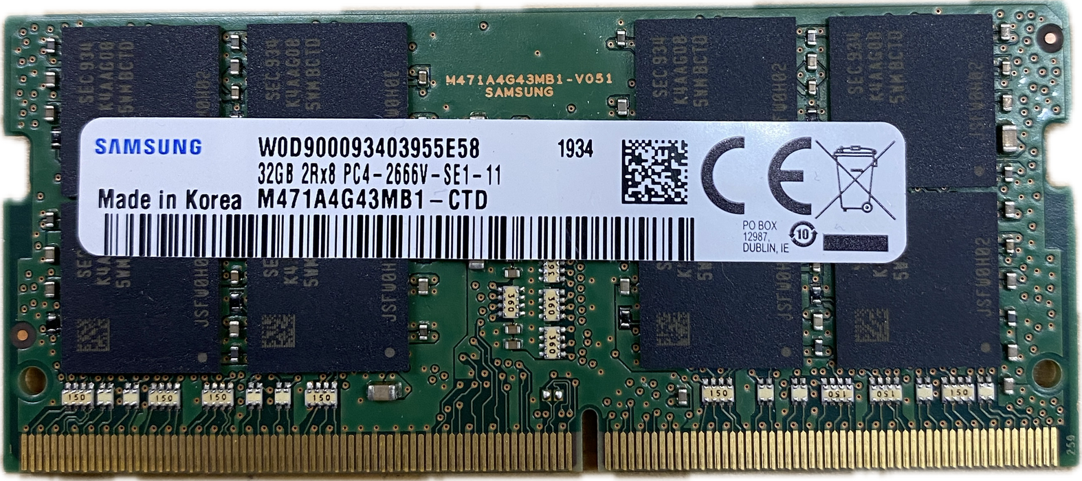 DDR5 SODIMM 32GB 2Rx8 PC5 4800B Laptop RAM Memory