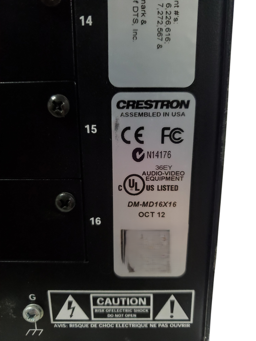 Crestron DM-MD16X16 DigitalMedia Matrix Switcher