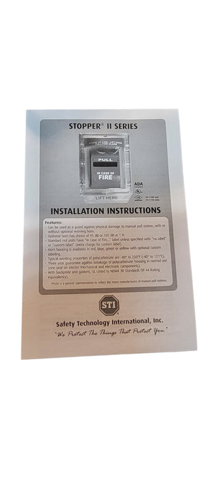 Like New  STI Stopper II STI-1200 Fire Alarm Pull Station Cover In Open Box