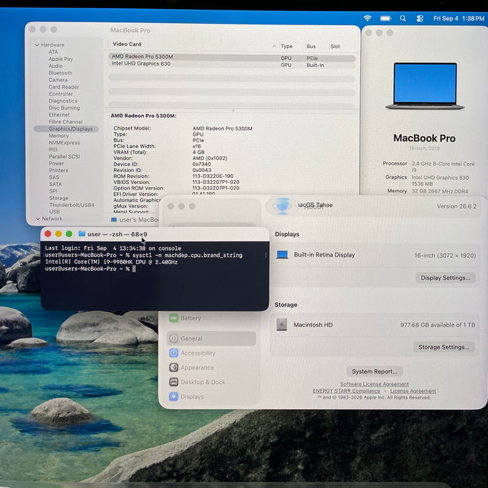 Apple MacBook Pro 16" 2019 i9-9980HK Radeon Pro 5300M 32GB RAM 1TB SSD READ!